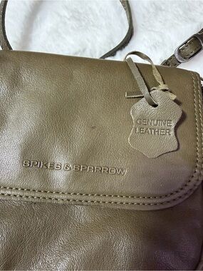 Spikes & Sparrow Olive Genuine Leather Crossbody Bag